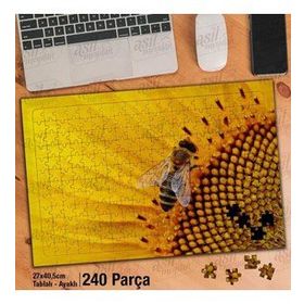 Asil Hobi Sarı Ay Çiçeği-Arı-Zoom-Çiçek-Doğa Yapboz-Ayak Destekli Çerçeveli 240 Parça Puzzle