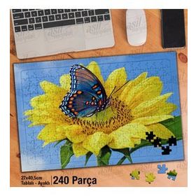 Asil Hobi Sarı Ayçiçeği-Kelebek-Doğa-Tabiat Yapboz-Ayak Destekli Çerçeveli 240 Parça Puzzle