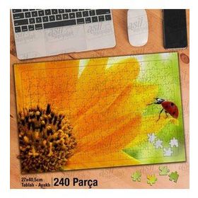 Asil Hobi Sarı Çiçek-Uğur Böceği-Bitki-Hayvan Yapboz-Ayak Destekli Çerçeveli 240 Parça Puzzle