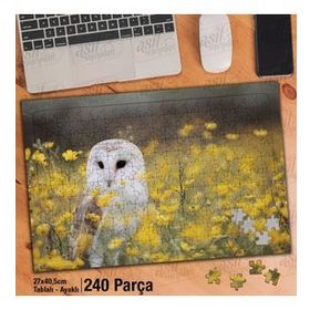 Asil Hobi Sarı Çiçekler-Baykuş-Yırtıcı Hayvan Yapboz-Ayak Destekli Çerçeveli 240 Parça Puzzle