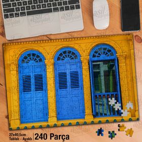 Asil Hobi Sarı Duvar-Mavi Kapı-Mimari Yapboz-Ayak Destekli Çerçeveli 240 Parça Puzzle