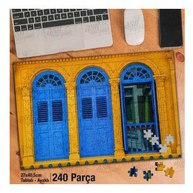 Asil Hobi Sarı Duvar-Mavi Kapı-Mimari Yapboz-Ayak Destekli Çerçeveli 240 Parça Puzzle