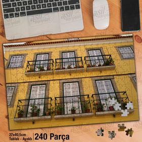Asil Hobi Sarı Duvar-Pencere-Balkon-Perspektif Yapboz-Ayak Destekli Çerçeveli 240 Parça Puzzle