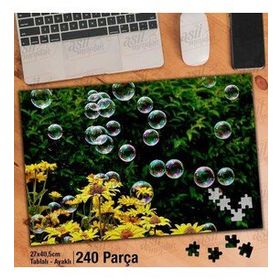 Asil Hobi Sarı Hoş Çiçekler-Yeşil Yapraklar-Balon Yapboz-Ayak Destekli Çerçeveli 240 Parça Puzzle