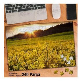 Asil Hobi Sarı Kır Çiçekleri-Gün Batımı-Doğa Yapboz-Ayak Destekli Çerçeveli 240 Parça Puzzle