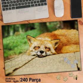 Asil Hobi Sarı Tüylü Tilki-Uyuyan Tilki-Doğa Yapboz-Ayak Destekli Çerçeveli 240 Parça Puzzle