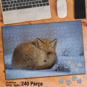 Asil Hobi Sarı Tüylü Tilki-Vahşi-Hayvan-Soğuk Yapboz-Ayak Destekli Çerçeveli 240 Parça Puzzle