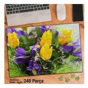 Asil Hobi Sarı Ve Mor Renkli Çiçekler-Doğa Yapboz-Ayak Destekli Çerçeveli 240 Parça Puzzle