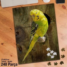 Asil Hobi Sarı-Yeşil Muhabbet Kuşu-Doğa-Hayvan Yapboz-Ayak Destekli Çerçeveli 240 Parça Puzzle