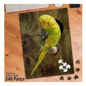 Asil Hobi Sarı-Yeşil-Muhabbet Kuşu-Hayvan Yapboz-Ayak Destekli Çerçeveli 240 Parça Puzzle
