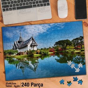 Asil Hobi Şato-Deniz-Yansıma-Manzara Yapboz-Ayak Destekli Çerçeveli 240 Parça Puzzle