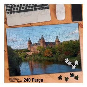 Asil Hobi Şato-Göl-Ağaçlar-Manzara Yapboz-Ayak Destekli Çerçeveli 240 Parça Puzzle