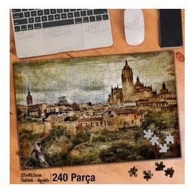 Asil Hobi Segovia-İspanya'nın Ortaçağ Şehri-Retro Yapboz-Ayak Destekli Çerçeveli 240 Parça Puzzle