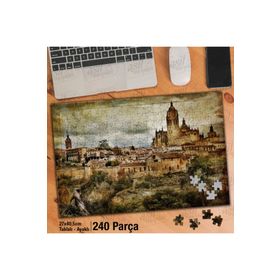 Asil Hobi Segovia-İspanya'nın Ortaçağ Şehri-Retro Yapboz-Ayak Destekli Çerçeveli 240 Parça Puzzle