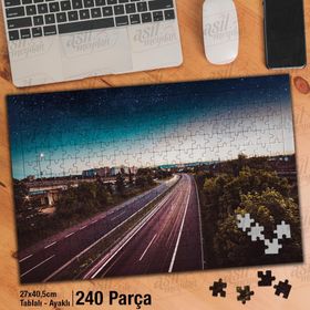 Asil Hobi Şehir-Akşam-Yol-Yıldızlar-Otoban Yapboz-Ayak Destekli Çerçeveli 240 Parça Puzzle