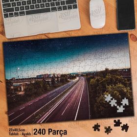 Asil Hobi Şehir-Akşam-Yol-Yıldızlar-Otoban Yapboz-Ayak Destekli Çerçeveli 240 Parça Puzzle