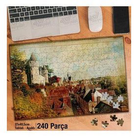 Asil Hobi Şehir-Evler-Kale-Mimari Yapı Yapboz-Ayak Destekli Çerçeveli 240 Parça Puzzle