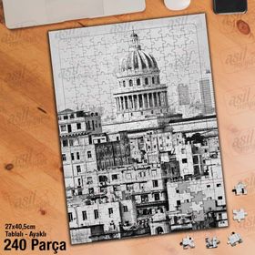 Asil Hobi Şehir-Gri-Mimari-Manzara Yapboz-Ayak Destekli Çerçeveli 240 Parça Puzzle