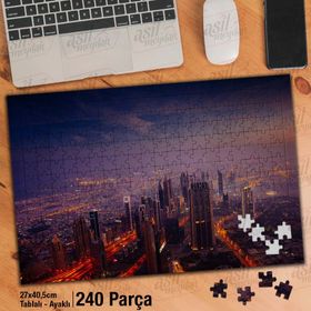 Asil Hobi Şehir-Kent-Gece-Işıklar-Manzara Yapboz-Ayak Destekli Çerçeveli 240 Parça Puzzle