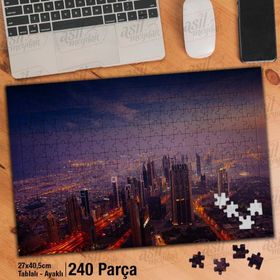 Asil Hobi Şehir-Kent-Gece-Işıklar-Manzara Yapboz-Ayak Destekli Çerçeveli 240 Parça Puzzle
