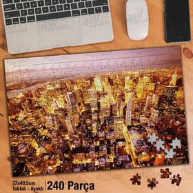 Asil Hobi Şehir-Kuş Bakışı-Manzara-Gün Batımı Yapboz-Ayak Destekli Çerçeveli 240 Parça Puzzle
