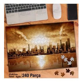 Asil Hobi Şehir-Yüksek Binalar-Retro-Yansıma Yapboz-Ayak Destekli Çerçeveli 240 Parça Puzzle