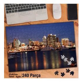 Asil Hobi Şehrin Gece Görünümü-Deniz-Manzara Yapboz-Ayak Destekli Çerçeveli 240 Parça Puzzle