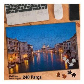 Asil Hobi Şehrin Loş Işıkları-Deniz-Manzara Yapboz-Ayak Destekli Çerçeveli 240 Parça Puzzle