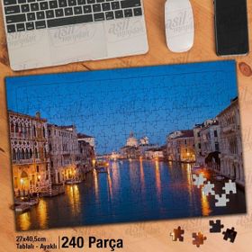 Asil Hobi Şehrin Loş Işıkları-Deniz-Manzara Yapboz-Ayak Destekli Çerçeveli 240 Parça Puzzle