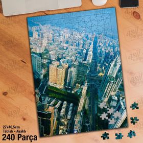 Asil Hobi Şehrin Üzerinde Gün Batımı Havai Yapboz-Ayak Destekli Çerçeveli 240 Parça Puzzle