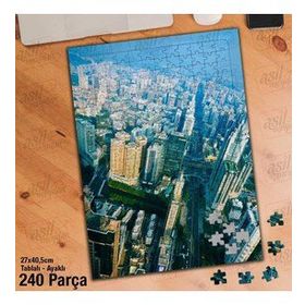 Asil Hobi Şehrin Üzerinde Gün Batımı Havai Yapboz-Ayak Destekli Çerçeveli 240 Parça Puzzle