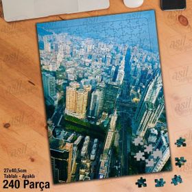 Asil Hobi Şehrin Üzerinde Gün Batımı Havai Yapboz-Ayak Destekli Çerçeveli 240 Parça Puzzle