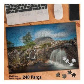 Asil Hobi Şelale-Ağaçlar-Dağlar-Manzara-Doğa Yapboz-Ayak Destekli Çerçeveli 240 Parça Puzzle