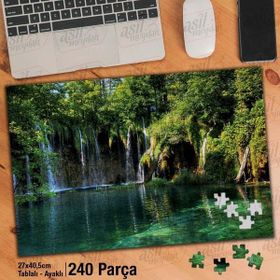 Asil Hobi Şelale-Ağaçlar-Göl-Manzara-Doğa Yapboz-Ayak Destekli Çerçeveli 240 Parça Puzzle