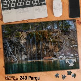 Asil Hobi Şelale-Ağaçlar-Tabiat-Manzara-Doğa Yapboz-Ayak Destekli Çerçeveli 240 Parça Puzzle
