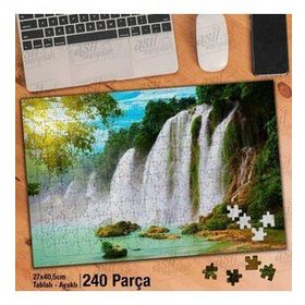 Asil Hobi Şelale-Doğa-Göl-Güneş-Ağaç-Manzara Yapboz-Ayak Destekli Çerçeveli 240 Parça Puzzle