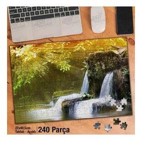 Asil Hobi Şelale-Güneş Işıkları-Ağaçlar Yapboz-Ayak Destekli Çerçeveli 240 Parça Puzzle