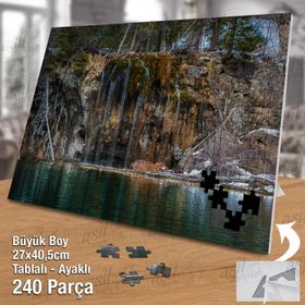 Asil Hobi Şelale-Irmak-Ağaçlar Yapboz-Ayak Destekli Çerçeveli 240 Parça Puzzle