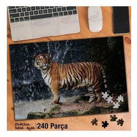 Asil Hobi Şelale-Kaplan-Doğa-Amazon-Vahşi Hayvan Yapboz-Ayak Destekli Çerçeveli 240 Parça Puzzle