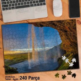 Asil Hobi Şelale-Kayalık-Manzara-Doğa Yapboz-Ayak Destekli Çerçeveli 240 Parça Puzzle