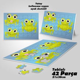 Asil Hobi Sevimli Bebek Kurbağalar-Hayvan Yapboz-Ayak Destekli Çerçeveli 42 Parça Puzzle