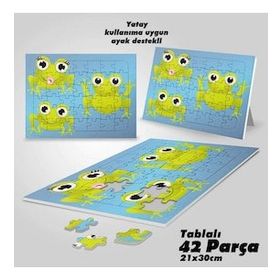 Asil Hobi Sevimli Bebek Kurbağalar-Hayvan Yapboz-Ayak Destekli Çerçeveli 42 Parça Puzzle