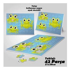 Asil Hobi Sevimli Bebek Kurbağalar-Hayvan Yapboz-Ayak Destekli Çerçeveli 42 Parça Puzzle