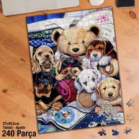 Asil Hobi Sevimli Dostlar-Köpek-Hayvan Yapboz-Ayak Destekli Çerçeveli 240 Parça Puzzle