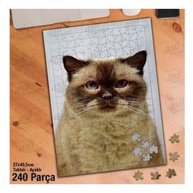 Asil Hobi Sevimli Karışık Renkli Kedi-Doğa-Cat Yapboz-Ayak Destekli Çerçeveli 240 Parça Puzzle