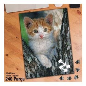 Asil Hobi Sevimli Kedi-Ağaç-Doğa Yapboz-Ayak Destekli Çerçeveli 240 Parça Puzzle