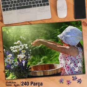 Asil Hobi Sevimli Kız Çocuğu-Çiçekler-Bahar Yapboz-Ayak Destekli Çerçeveli 240 Parça Puzzle
