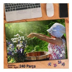 Asil Hobi Sevimli Kız Çocuğu-Çiçekler-Bahar Yapboz-Ayak Destekli Çerçeveli 240 Parça Puzzle