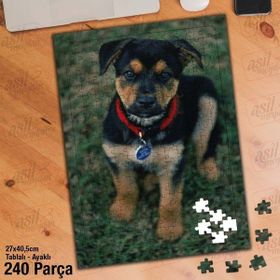 Asil Hobi Sevimli Köpek-Hayvan-Doğa-Işıklar Yapboz-Ayak Destekli Çerçeveli 240 Parça Puzzle