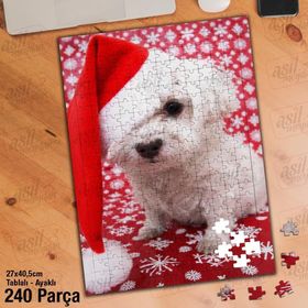 Asil Hobi Sevimli Köpek-Yılbaşı Kostümü Yapboz-Ayak Destekli Çerçeveli 240 Parça Puzzle